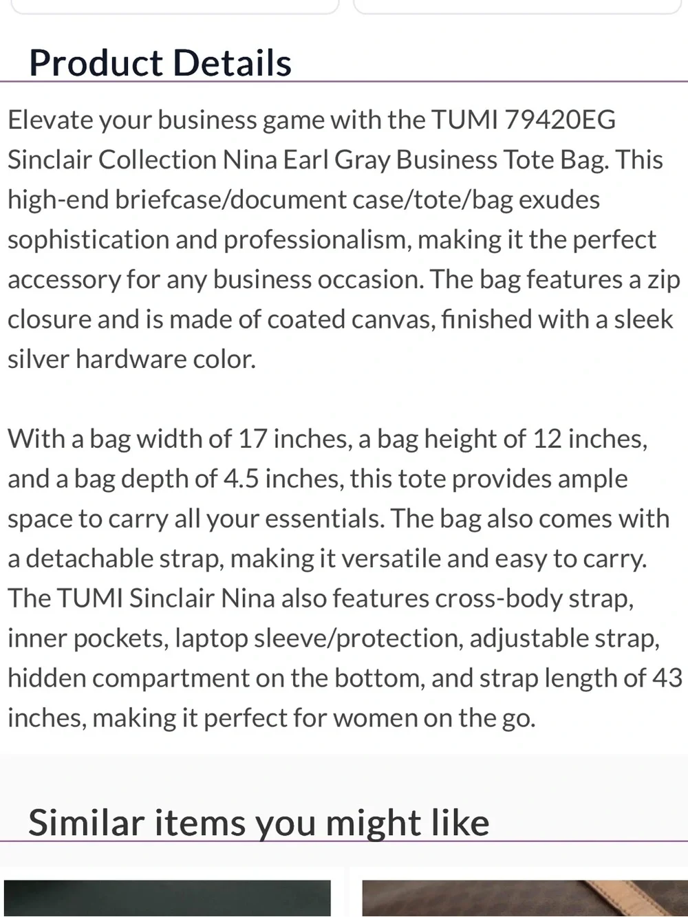 Tumi Sinclair Nita Commuter Briefcase